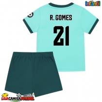 Camisa de Futebol Wolves Rodrigo Gomes #21 Equipamento Secundário Infantil 2025-26 Manga Curta (+ Calças curtas)